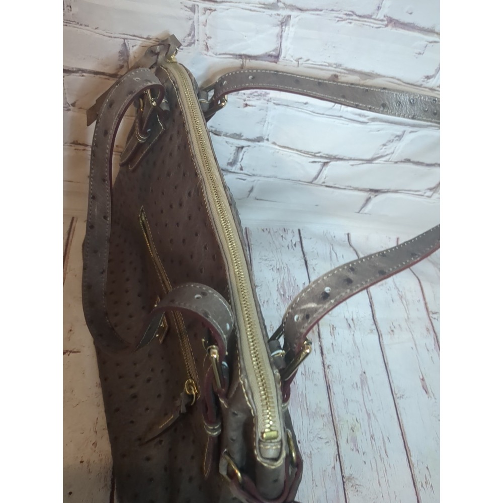 Dooney & Bourke Ostrich Florentine City Barlow Brown Leather Handbag Purse - Picture 14 of 15